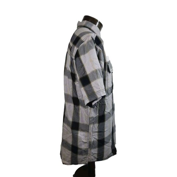 Genuine Harley Davidson Shirt Mens L Black White Plaid Spellout Logo Cotton - Picture 4 of 14